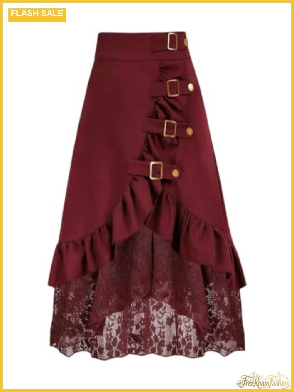 GORGLITTER Renaissance Pirate Gothic Lace Maxi Skirt Steampunk Victorian Costume